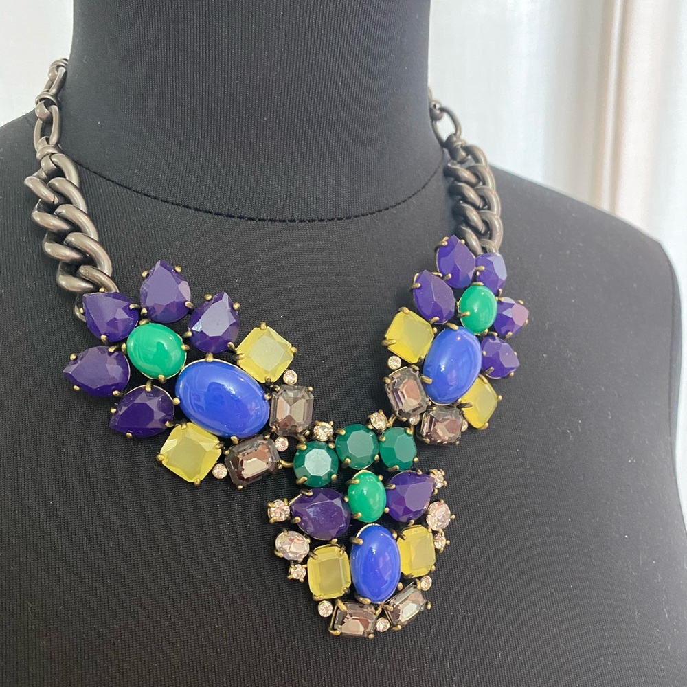 Purple, Royal Blue, Citrine, Jade, Emerald, Rhinestone Silver Necklace Earrings